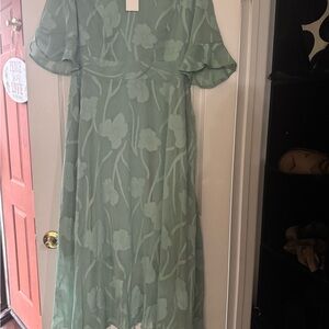 Elegant Mint Green Floral Maxi Dress